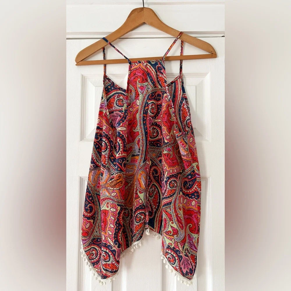 Love Blossom Colorful Paisley Print Tank Top Size Large EUC - Picture 2 of 5